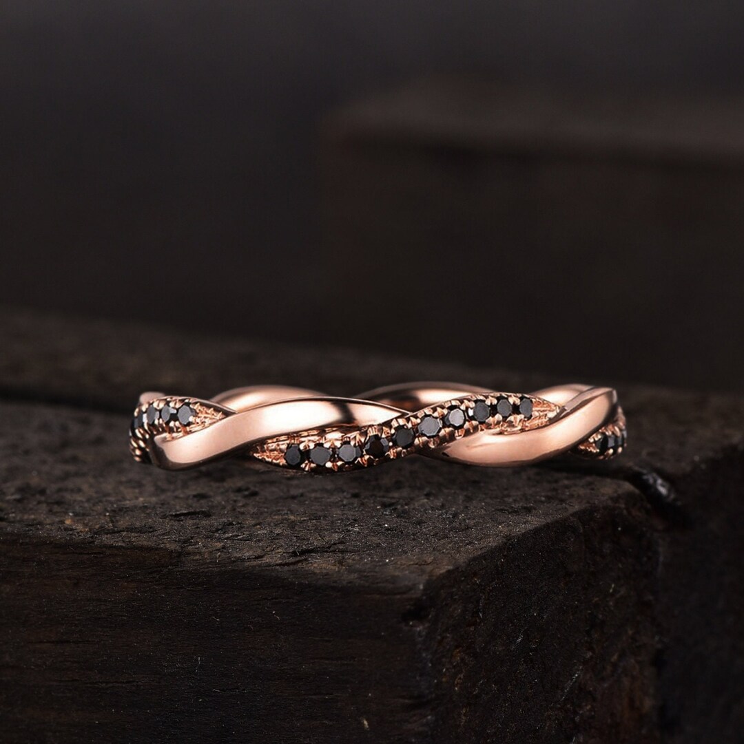 Natural Onyx Wedding Band Onyx Eternity Band Unique Twisted Etsy