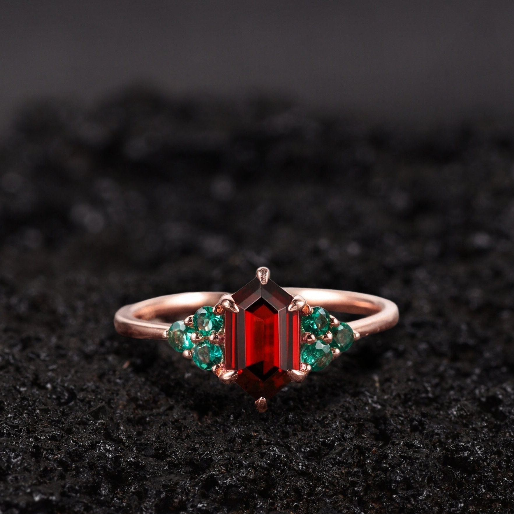 Buy Emerald Garnet Ring Online In India Etsy India