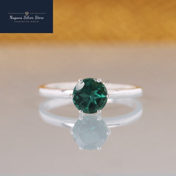 Emerald Engagement Ring Green Stone Gold Wedding Ring May Etsy