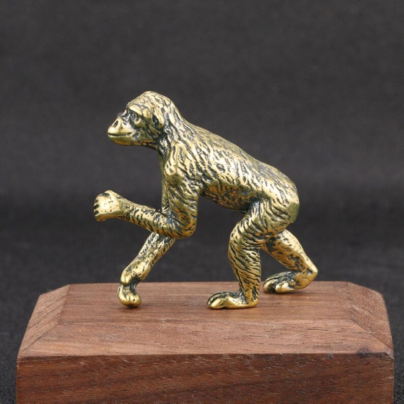 Zodiac Chinese Handmade Solid Brass Monkey Statue Animal Figurines