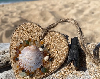 Shell Heart with Kauai Sea Glass