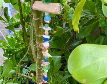 Aloha Driftwood Mobile with Shells, Sea & Recycled Glass and Gemstones