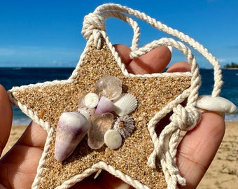 Purple Shells & Rose Quartz Star Ornament