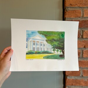 Custom watercolor drawing art of wedding venue, home, or building