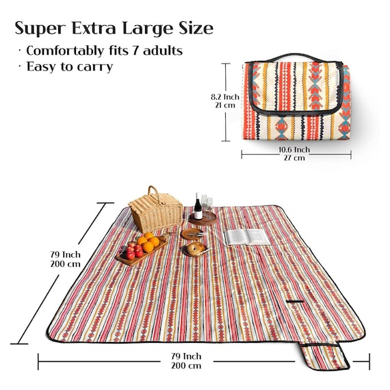 Non-slip Rug for Outdoor Patio Portable Woven Picnic Mat Easy