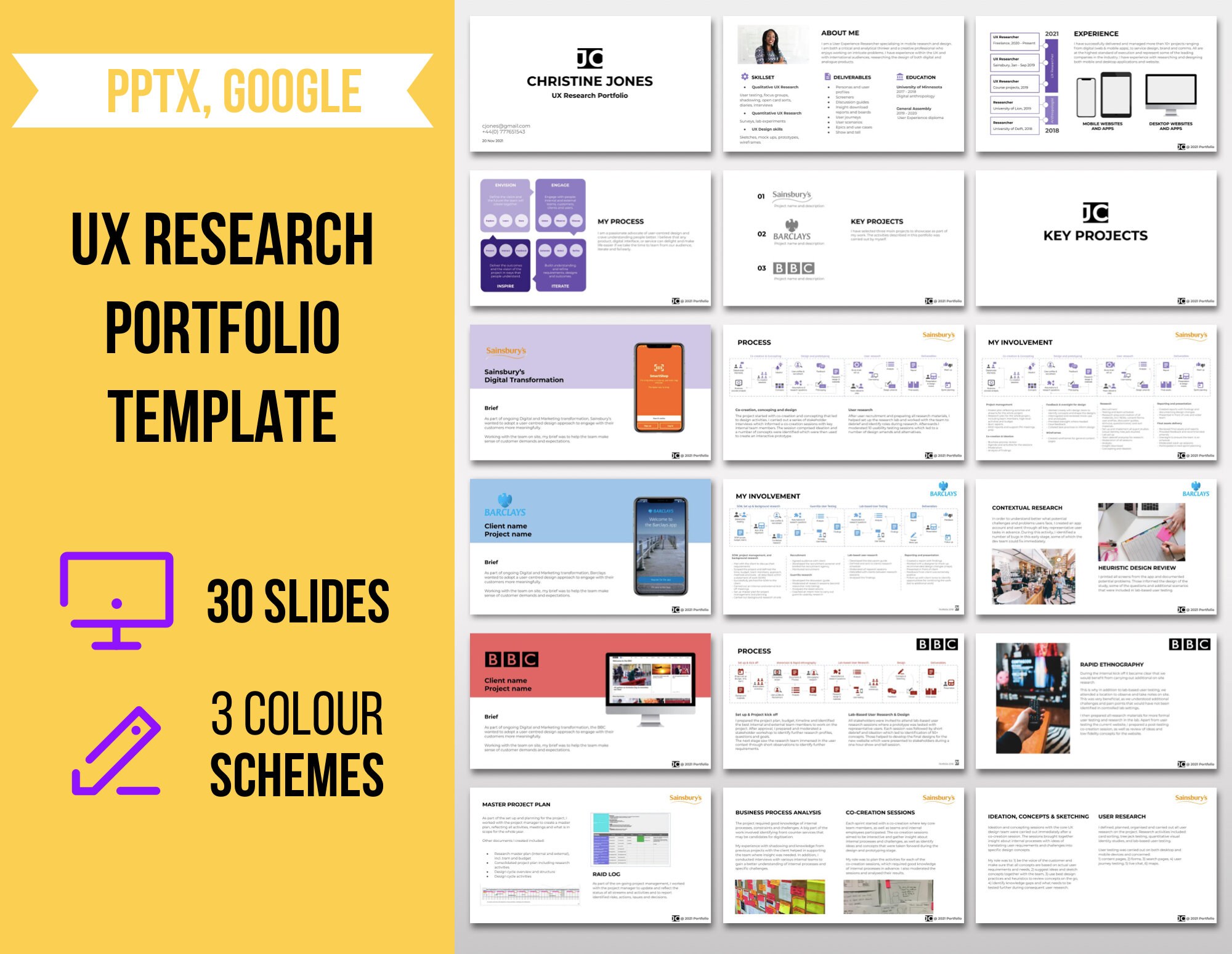 UX Research Portfolio Power Point Template UX Design Portfolio 