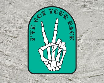 I've Got Your Back Sticker | Skeleton Peace Sign
