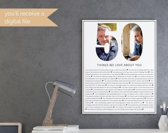 50 Reasons We Love You Digital Print, 50 Things Birthday Gift, Custom Happy Birthday Gift For Men, Custom 50 Father's Day Printable Gift