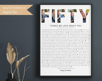 50 Things We Love You Digital Print, 50 Reasons Birthday Gift, Custom Happy Birthday Gift For Men, Custom 50 Father's Day Printable Gift