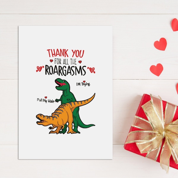 Tarjeta de amor divertida con T-Rex, tarjeta de felicitación de feliz aniversario para novio, tarjeta plegable de primer aniversario, regalo de San Valentín para novias.