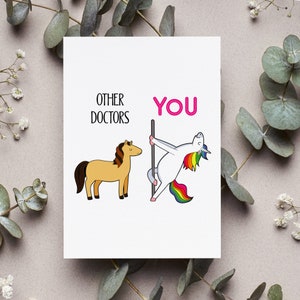 Funny Doctor Appreciation Card, Unicorn Doctor Gift, Doctor Birthday Greeting Card, Best Doctor Ever Folded Card, Thank You Doctor Card