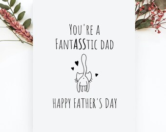 Funny Cat Dad Fathers Day Card, Father's Day Gift From Cat, Fathers Day Card From Cat, Fantasstic Cat Dad, Happy Fathers Day Card From Cat