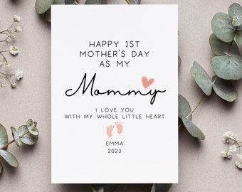 Personalized Happy 1st Mothers Day Mommy Card, Custom 1st Mothers Day From Baby Gift, Happy First Mother's Day Mommy Greeting Card