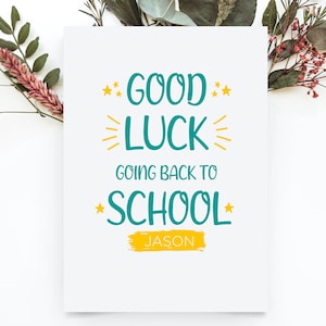 Personalized Back To School Card, First Day of School Card For Son, Good Luck Card, Back to School Gift, Back to School Gift for Boys
