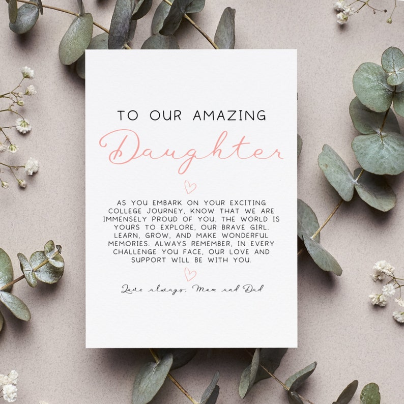 Daughter Leaving For College Card, Daughter Going To College Gift, College For Daughter Greeting Card, Granddaughter Go To College Card From Mom and Dad