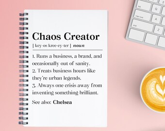 Personalized Chaos Creator Notebook, Funny Manager Gift, Chaos Coordinator Spiral Notebook, For Business Owners Journal, Funny Manager Gift