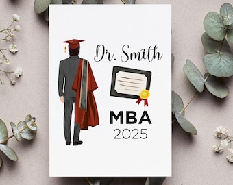 Personalized Mba Graduation Male Card, Master Business Administration For A Man Gift, Mba Graduate Husband Greeting Card