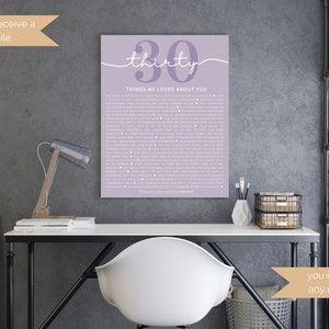30 Reasons We Love You Digital Print, 30 Reasons Retirement Year Gift, Custom 30 Things Birthday Gift For Women, Custom 30 Printable Gift image 6