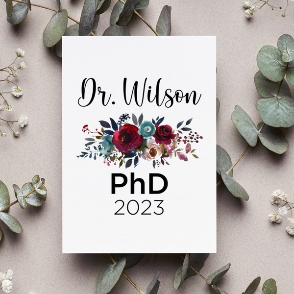 Personalized Phd Card, Doctorate Graduation Greeting Card, Phd Gift, Phd Graduation Gift For Her, Phd Card, Phd 2024 Card