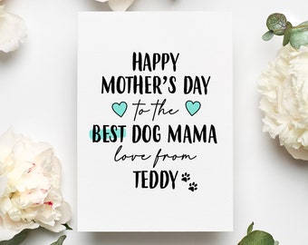 Personalized Happy Mother's Day Folding Card, Best Dog Mama Mother's Day Card, Dog Mom Card, From Dog Greeting Card, Dog Mom Gift