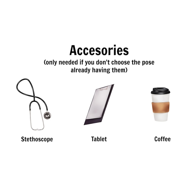 May include: Three accessories for a doctor or nurse: a black stethoscope, a black tablet, and a white coffee cup with a brown sleeve.