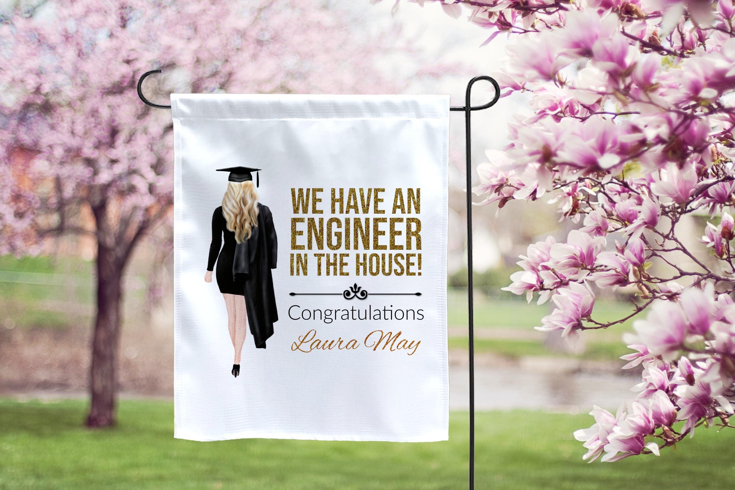 Personalized Engineer Graduation Congrats for Daughter Garden Flag ...