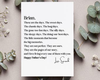 Personalized Happy Fathers Day Card, Husband First Fathers Day Gift, New Dad Fathers Day Greeting Card, Custom From Wife Folded Card