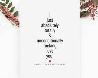 Funny 1st Anniversary Card For Boyfriend, First Anniversary Card for Him, 1 Year Anniversary Gift For Boyfriend, Card From Girlfriend