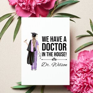 Personalized Doctor Graduation Card, We Have A Doctor In The House Gift, Doctor Graduate Greeting Card, Dr Graduation Folded Card