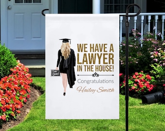 Personalized Lawyer Graduation Garden Flag For Her, Daughter Law Gifts, Law School Graduate Party Decorations, New Attorney Yard Gifts