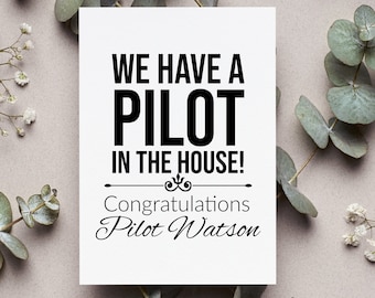 Personalized Pilot Graduation Card, Pilot Card, Flight School Card, Graduation Card For Pilot, Son Graduation Gift, Pilot Gift