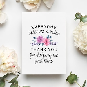 Speech Therapist Card, Everyone Deserves A Voice Card, Slp Gift, Speech Therapist Employee Appreciation Day, Slp Thank You Greeting Card