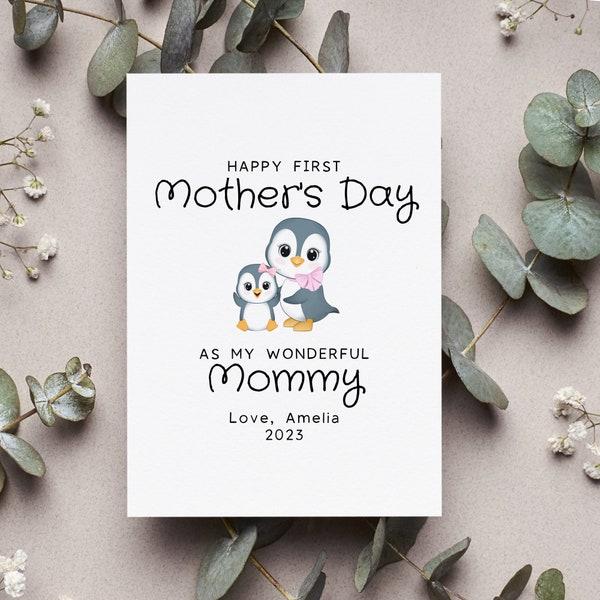 Personalized Happy First Mothers Day Mommy Card, Custom 1st Mothers Day From Baby Girl Gift, Happy First Mother's Day Mommy Greeting Card