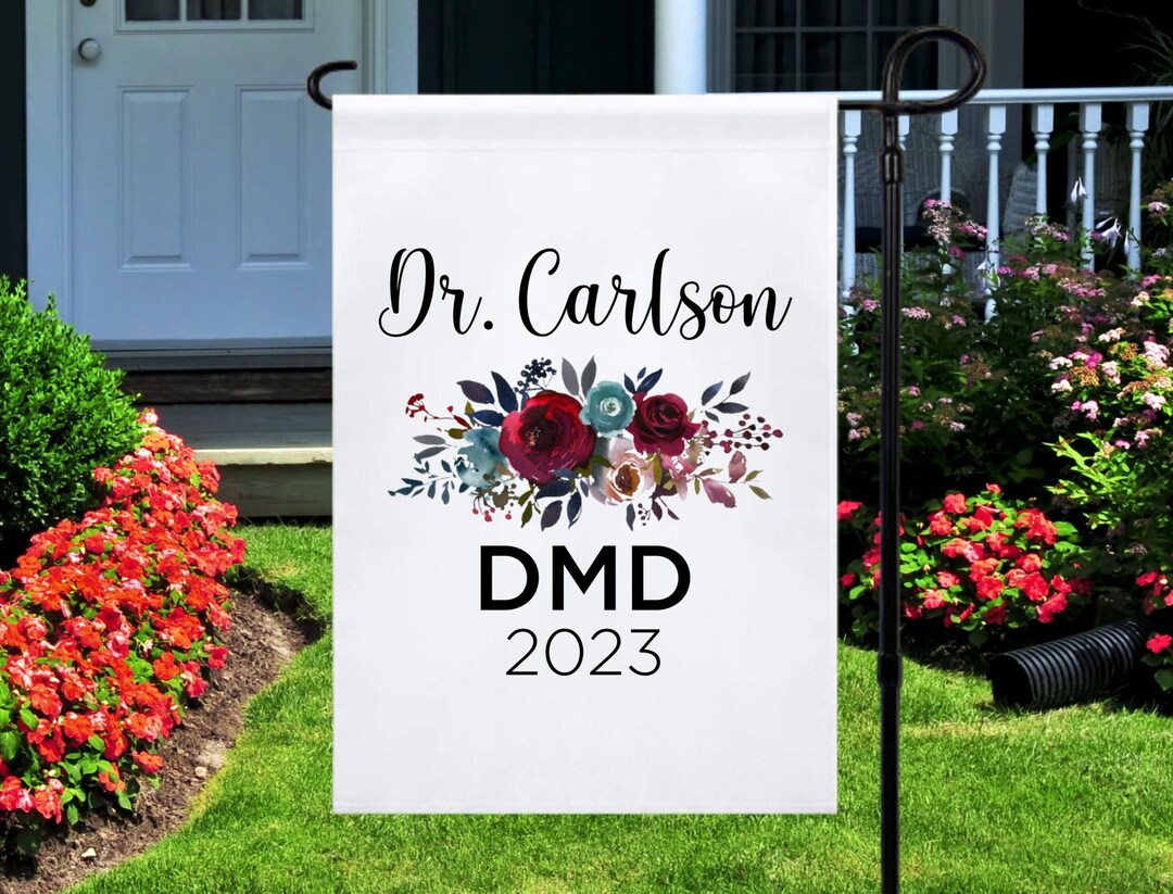 Dmd Grad Caps Personalized Dmd Graduation for Her Garden Flag, Dmd Graduate Women ...