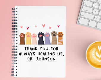 Personalized Vet Doctor Thank You Notebook, Rvt Gift, Custom Animal Doctor Spiral Notebook, Dr Veterinary Journal, From Pets A5 Ruled Line