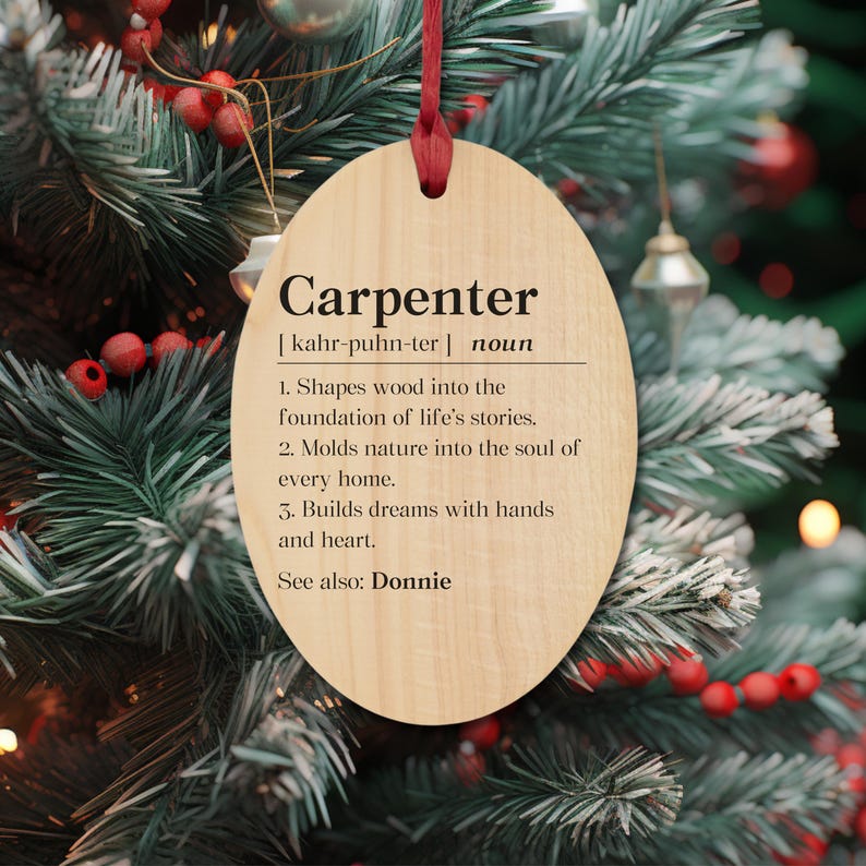 Personalized Carpenter Definition Wood Ornament, Carpenter Thank You