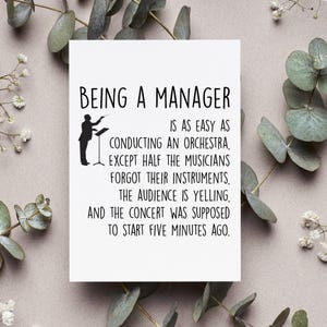 Funny Manager Card, Management Humor Gift, Office Joke Greeting Card, Hilarious Leader Folded Card, Office Humor Card, Funny Manager Gift