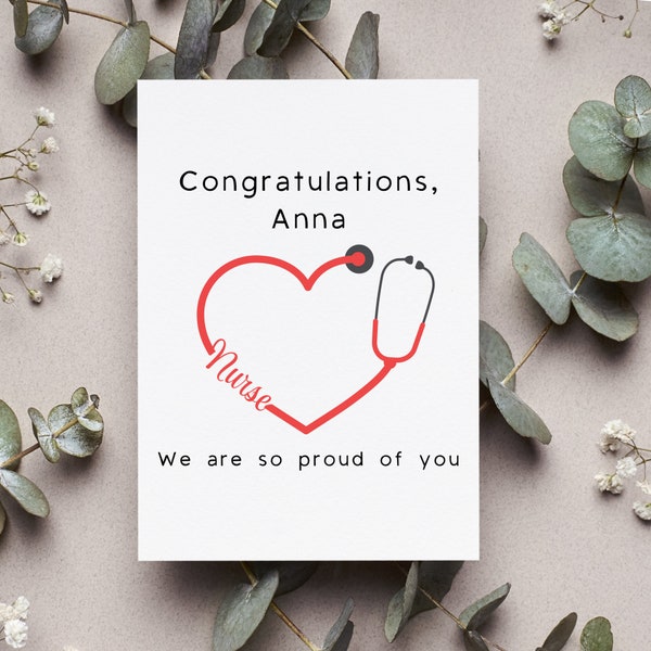 Personalized Nurse Graduation Card, Custom Nurse Graduate Gift, New Nurse Congrats Greeting Card, Rn Bsn Lpn Nicu Folded Card