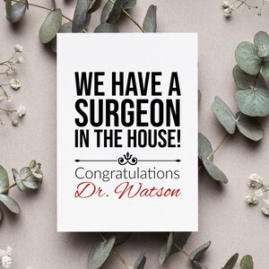 Personalized Surgeon Graduation Card, Medical School Graduate Card, Surgeon Doctor Card, Surgeon Graduation Gift, New Surgeon Gift