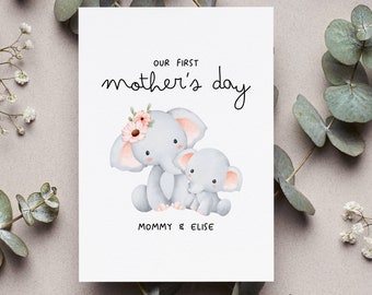 Personalized First Mother's Day From Child Card, Custom 1st Mothers Day Baby Grow Gift, First Mother's Day Gift Greeting Card