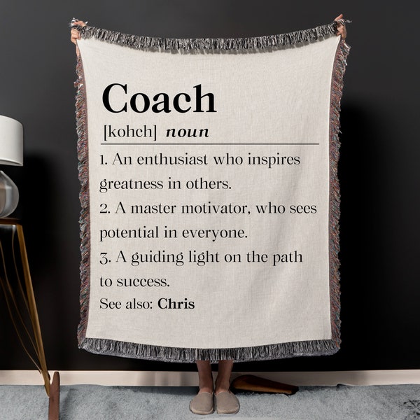 Personalized Coach Thank You Woven Blanket, Coach Appreciation Throw Blanket Gift, Coach Birthday Organic Tapestry, Custom Coach Home Decor