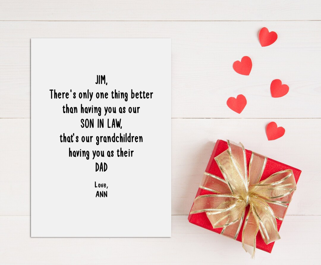 Personalized Son in Law Fathers Day Card, Son in Law Birthday Card, Son