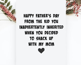 Funny Step Dad Fathers Day Card, Happy Fathers Day Step Dad, Stepdad Thank You Card, Bonus Dad Fathers Day Card, Gift From Daughter Or Son
