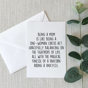 Being A Mom Card, Mom Appreciation Gift, Funny Mother's Day Greeting Card, Mom Birthday Folded Card, Being A Mom Gift image 3