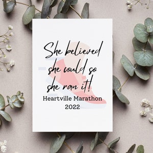 Marathon Runner Card, Personalized Women Marathon Gift, Marathon Keepsake Greeting Card, Custom Marathon Memory Folded Card