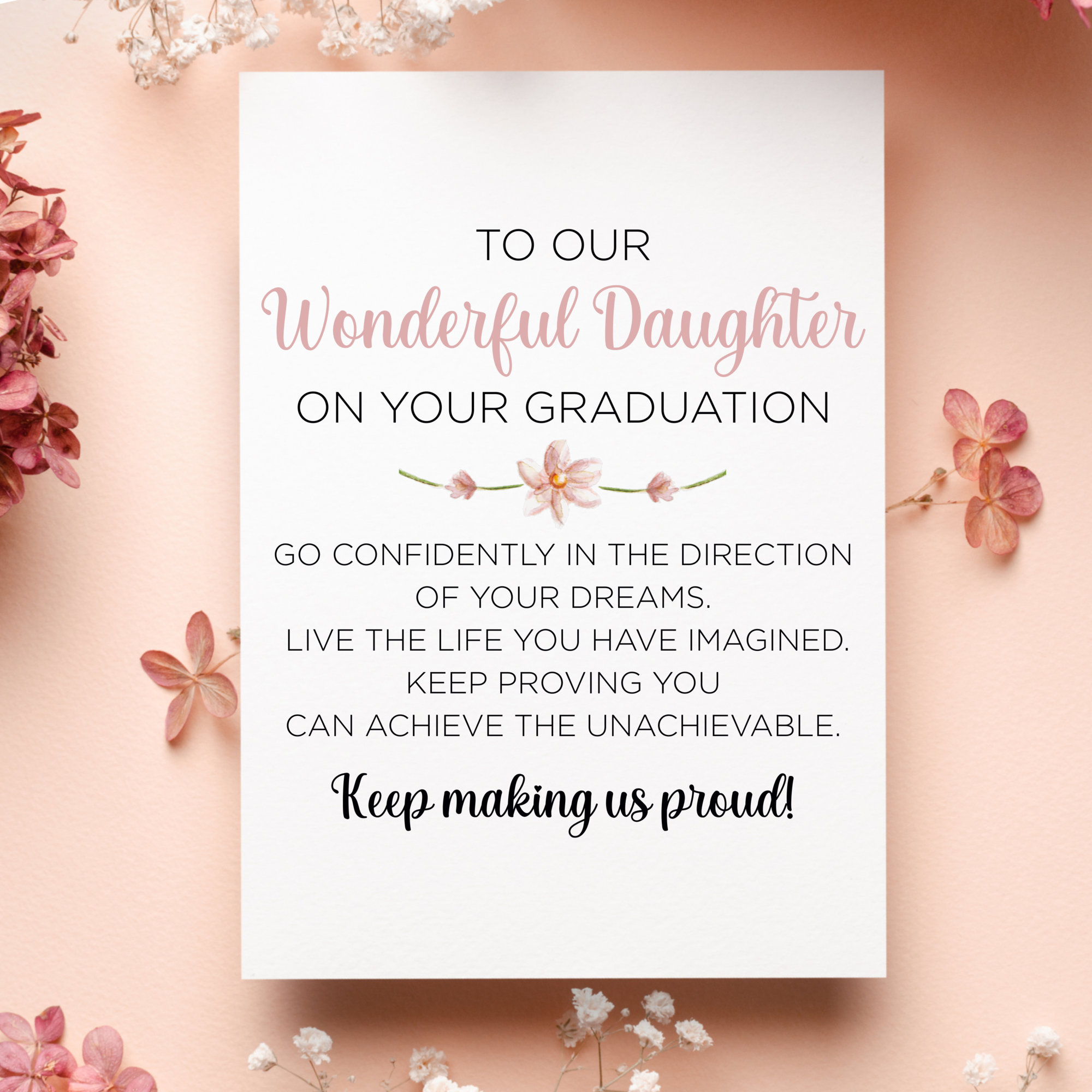 Handgefertigte Graduation Karte Für Tochter – 22x22 Cm, Mit Glitzer & Strass, Inkl. Umschlag, Für Persönliche Nachricht