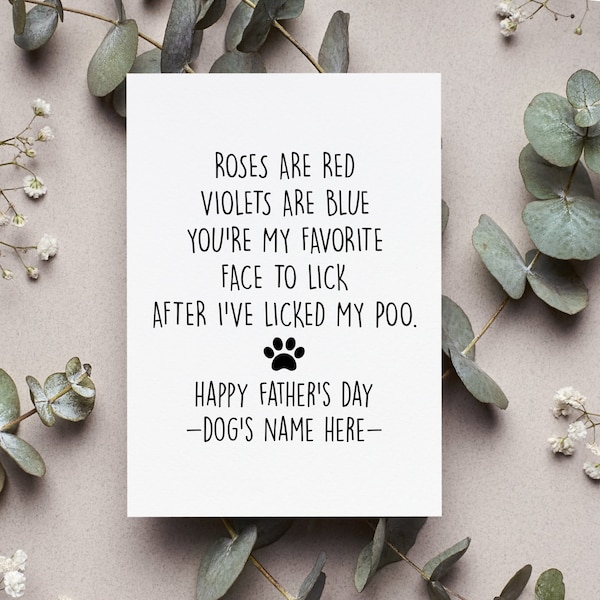 Personalized Dog Dad Fathers Day Card, From Dog To Dad Card, Funny Father's Day Card From Dog, Pet Father Gift Idea, Dog Dad Card