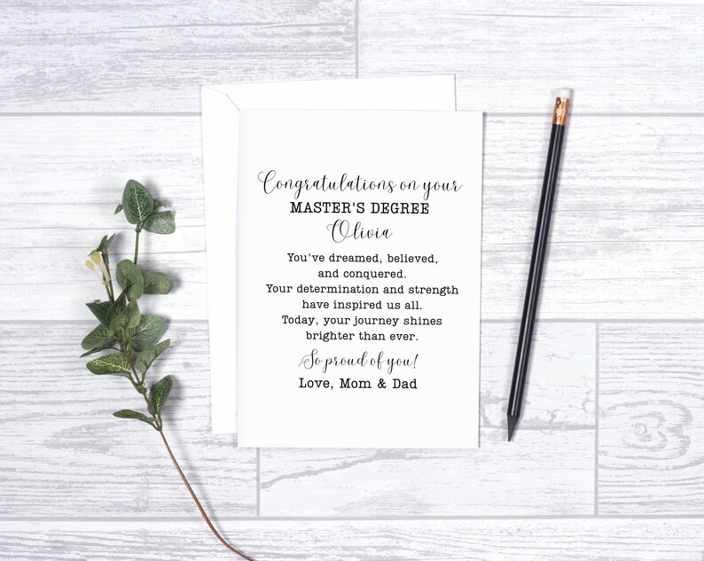 Personalized Master's Degree Congratulations Card, Master Graduation ...