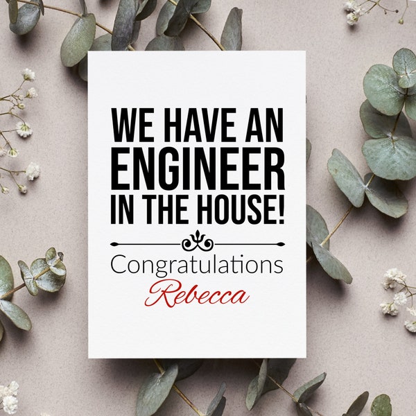 Personalized Engineer Graduation Card, Engineer Card, Engineering School Card, Congratulations Engineer Card, Son Graduation Gift