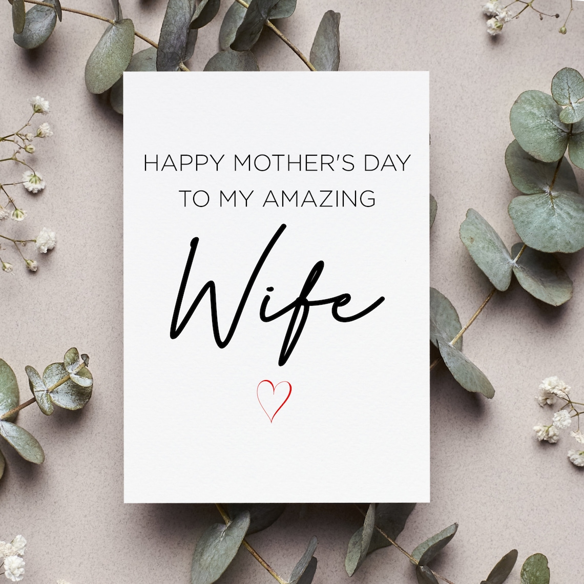 Wife Mothers Day Card, Happy Mother's Day Card for Wife, Mother's Day